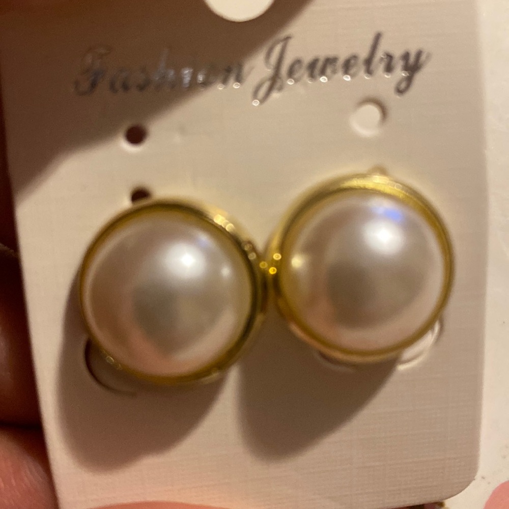 Clip on earrings silver pears gold